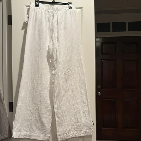 NWT Old Navy Wide Leg Guaze Pants, white, size M tall - Picture 7 of 8